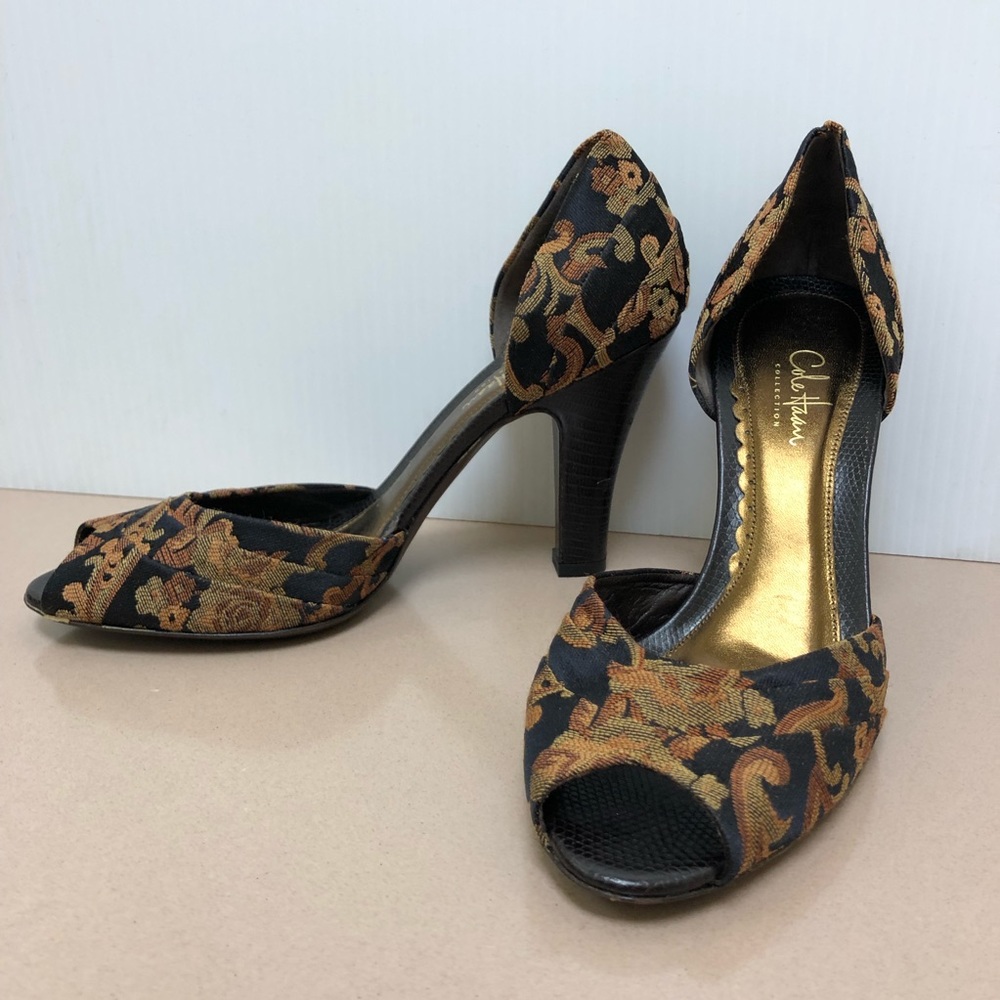 Cole Hann Daina Jacquard print peep toe floral jew